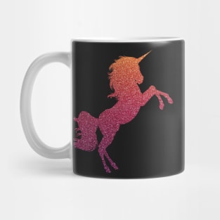 Dark Red Orange Ombre Faux Glitter Unicorn Mug